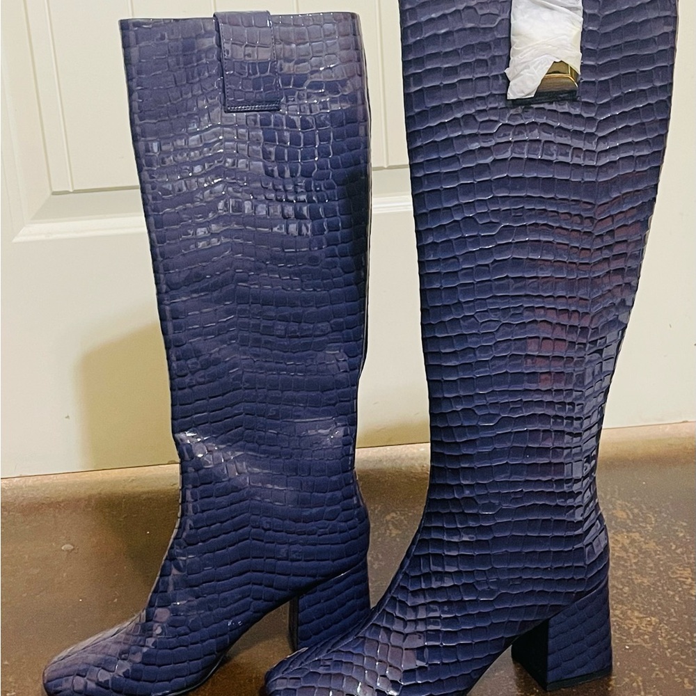 Katy Perry Collections Navy Croc-Embossed Heeled Boots
